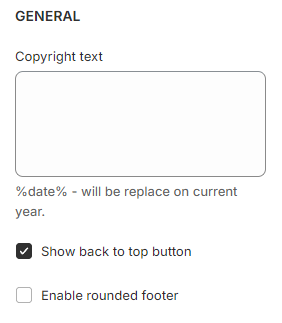 footer general settings 